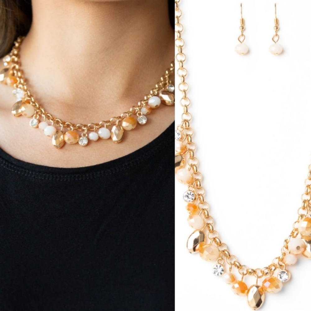Gold and rhinestone necklace